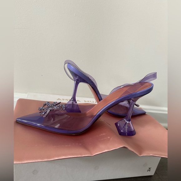 AMINA MUADDI Rosie see-through slingback bow pumps - Picture 4 of 8